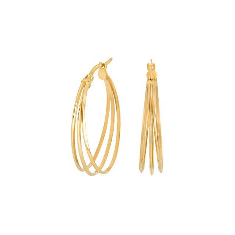 Store Siersbøl creoler i 8 karat guld med 3 sammenhængende bånd fra Siersbøl.